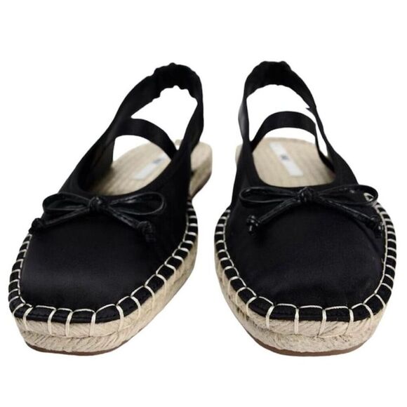 Zara Balletcore Bow Espadrilles Flats Black Size 37 - Picture 9 of 9